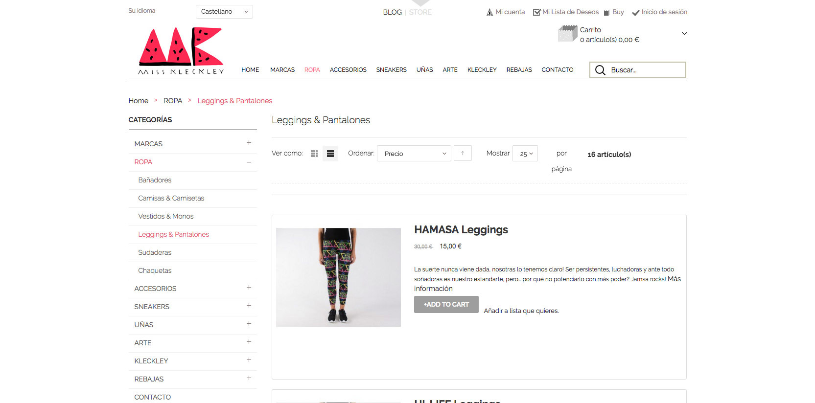 Diseño e-commerce para Miss Kleckley