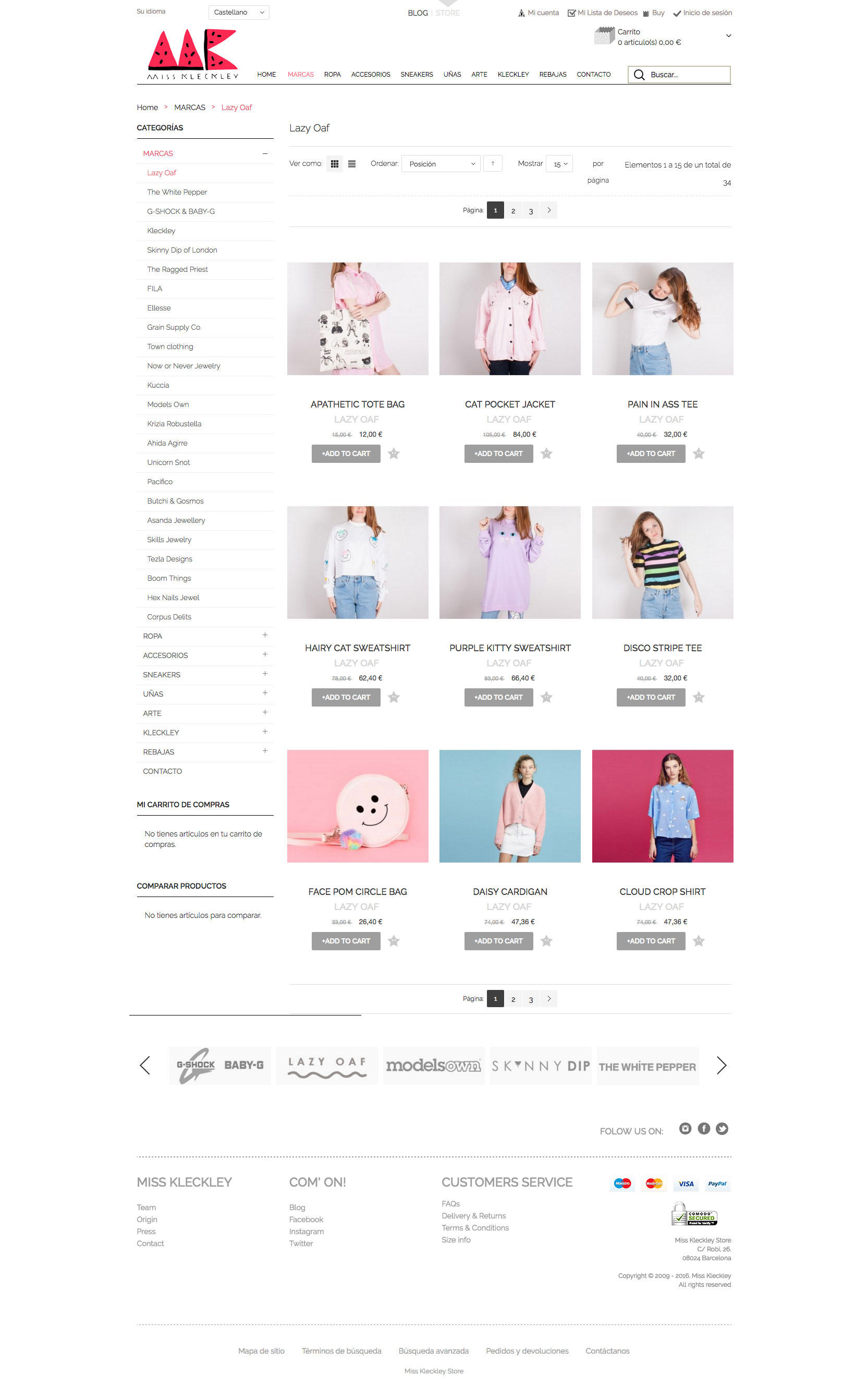 Diseño de tienda online para Miss Kleckley