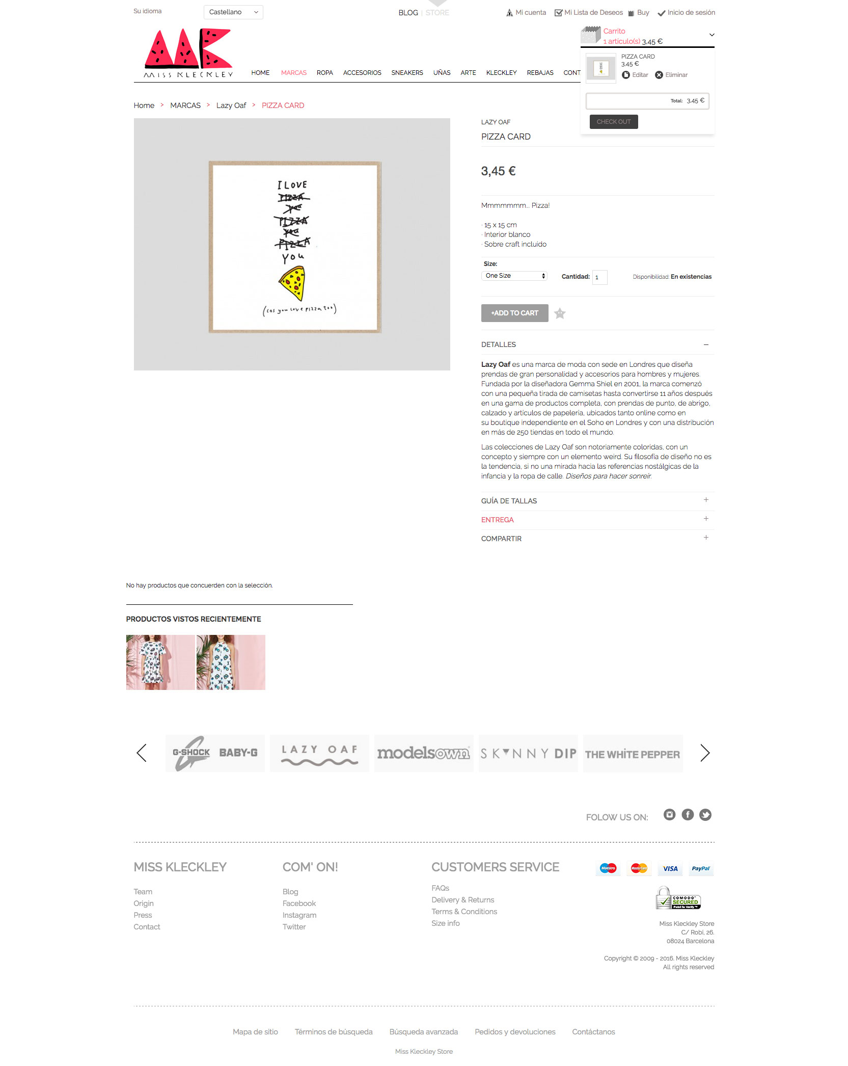 Diseño e-commerce para Miss Kleckley