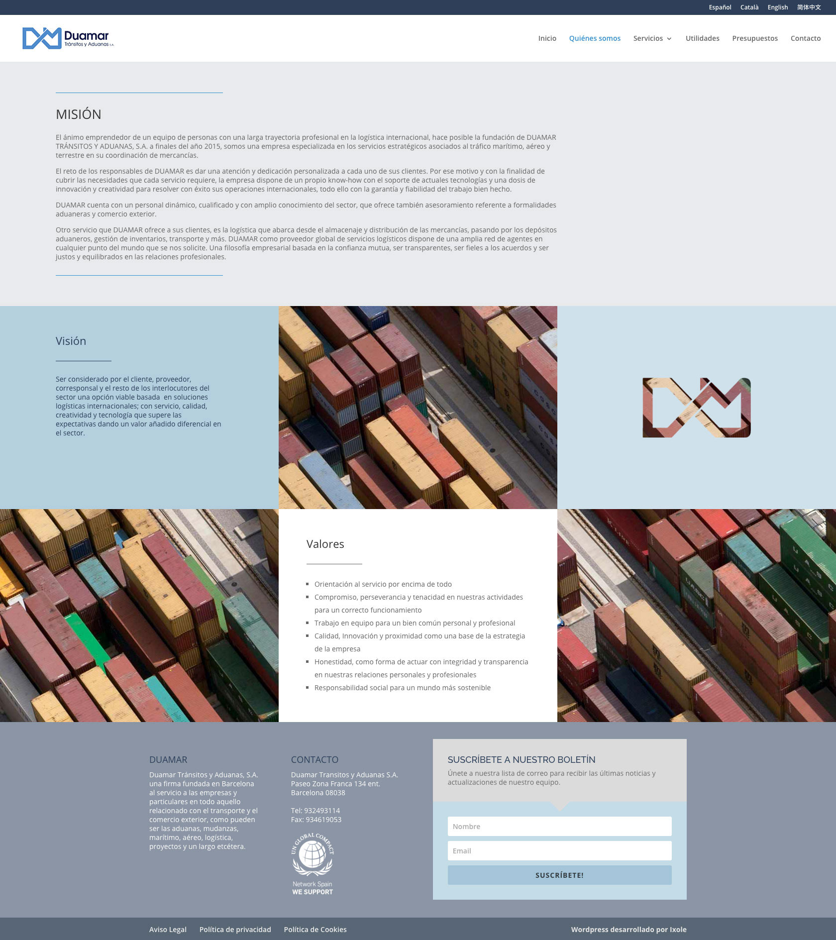 Diseño web WordPress para Duamar